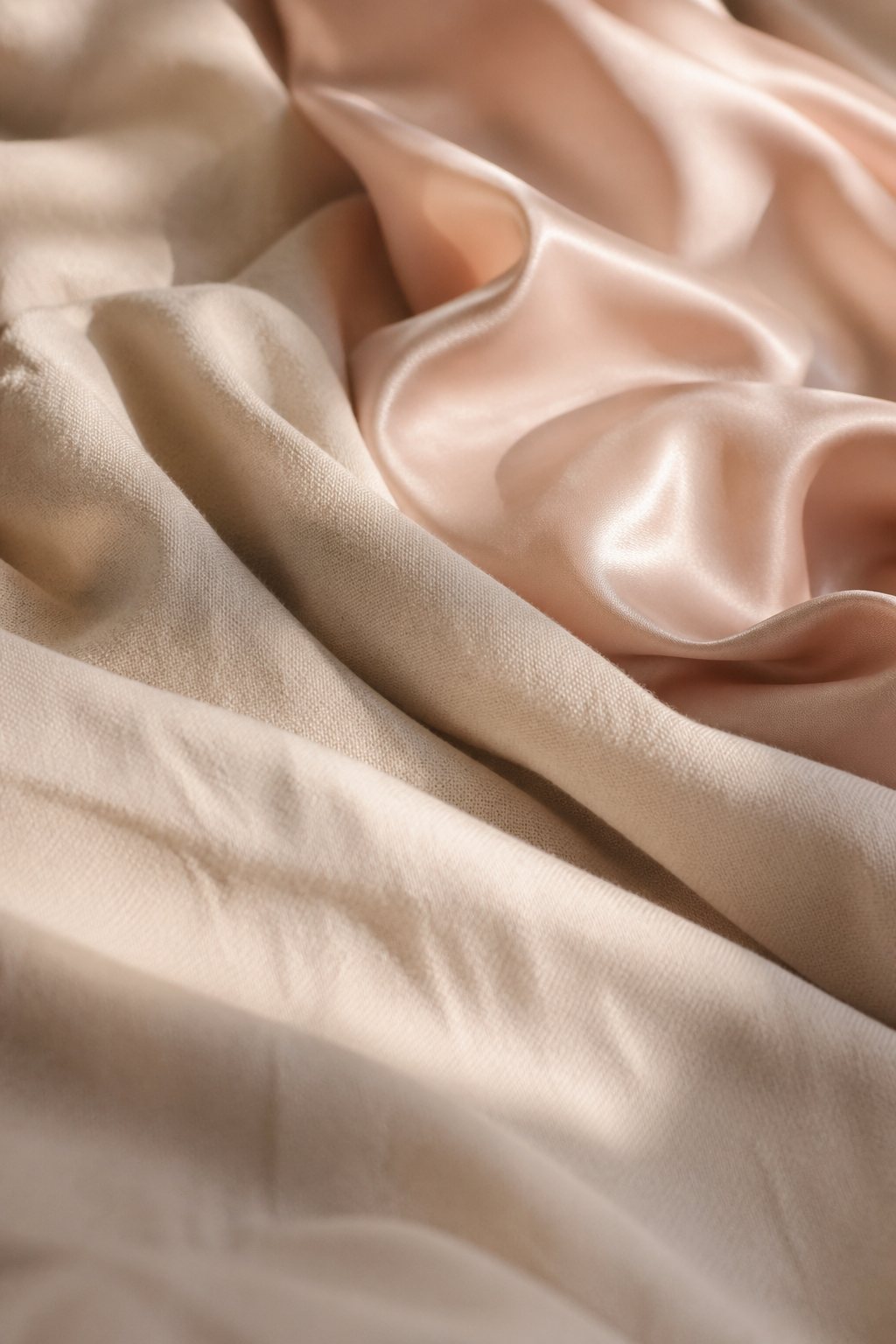 Cream linen and blush satin in soft morning light